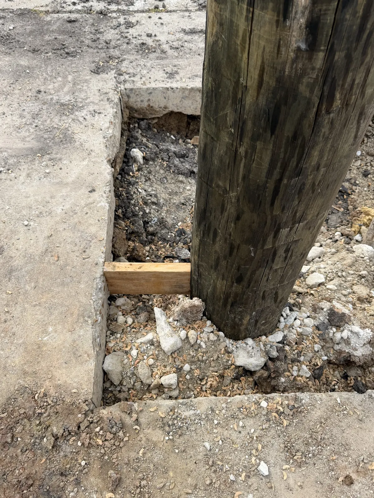 Crossarm and hardware on a utility pole viewed from below in La Porte, TX